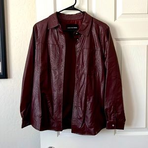 Who What Wear Faux leather button down